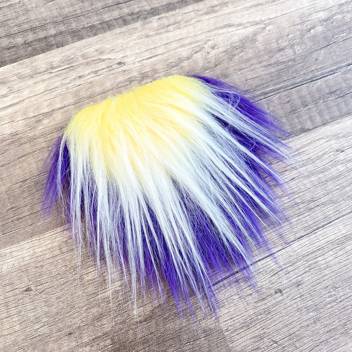 Two Piece Layered Gnome Beard - Wavy Frosted yellow Over Straight Purple
