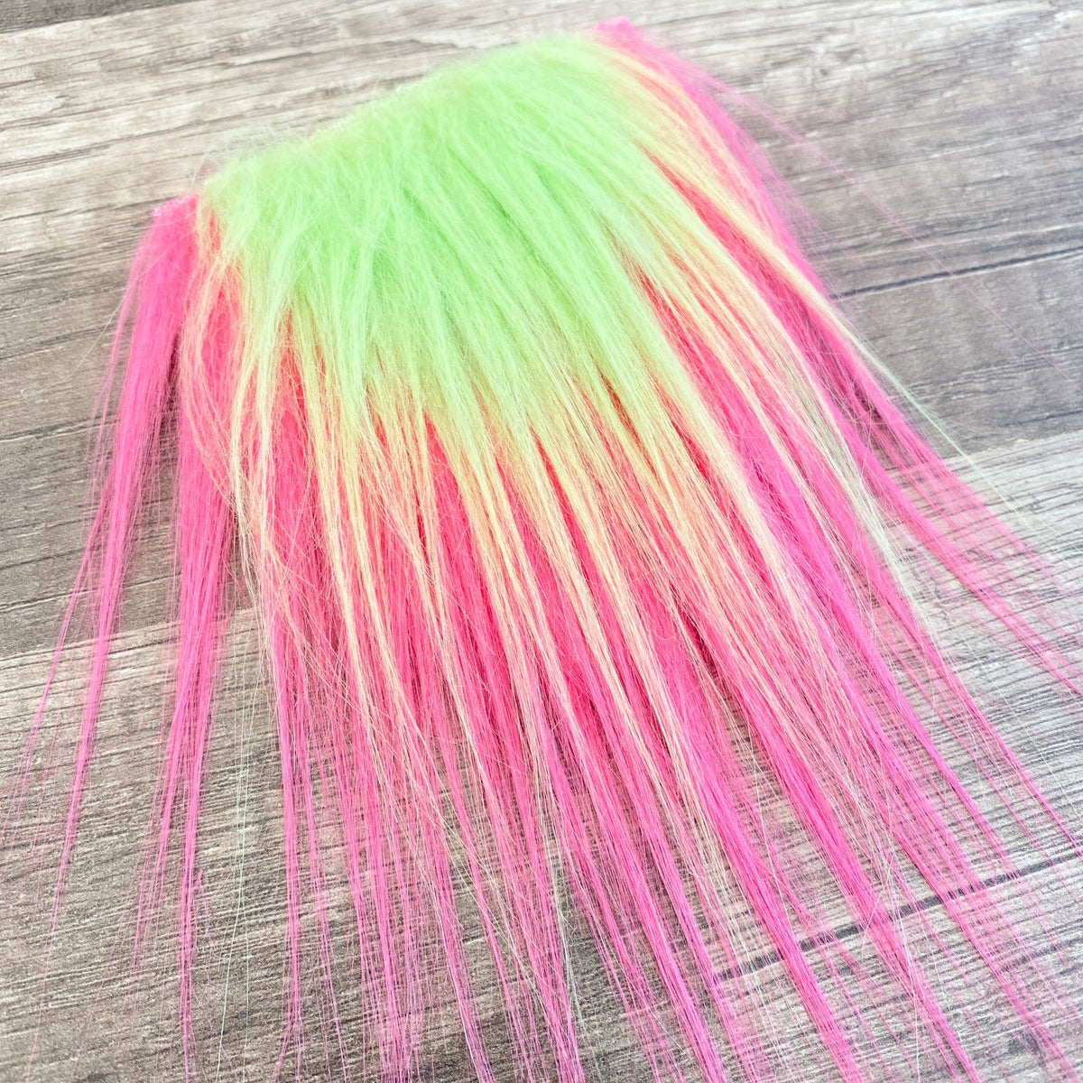 Two Piece Layered Gnome Beard - Wavy Lime Green Over Wavy Candy Pink
