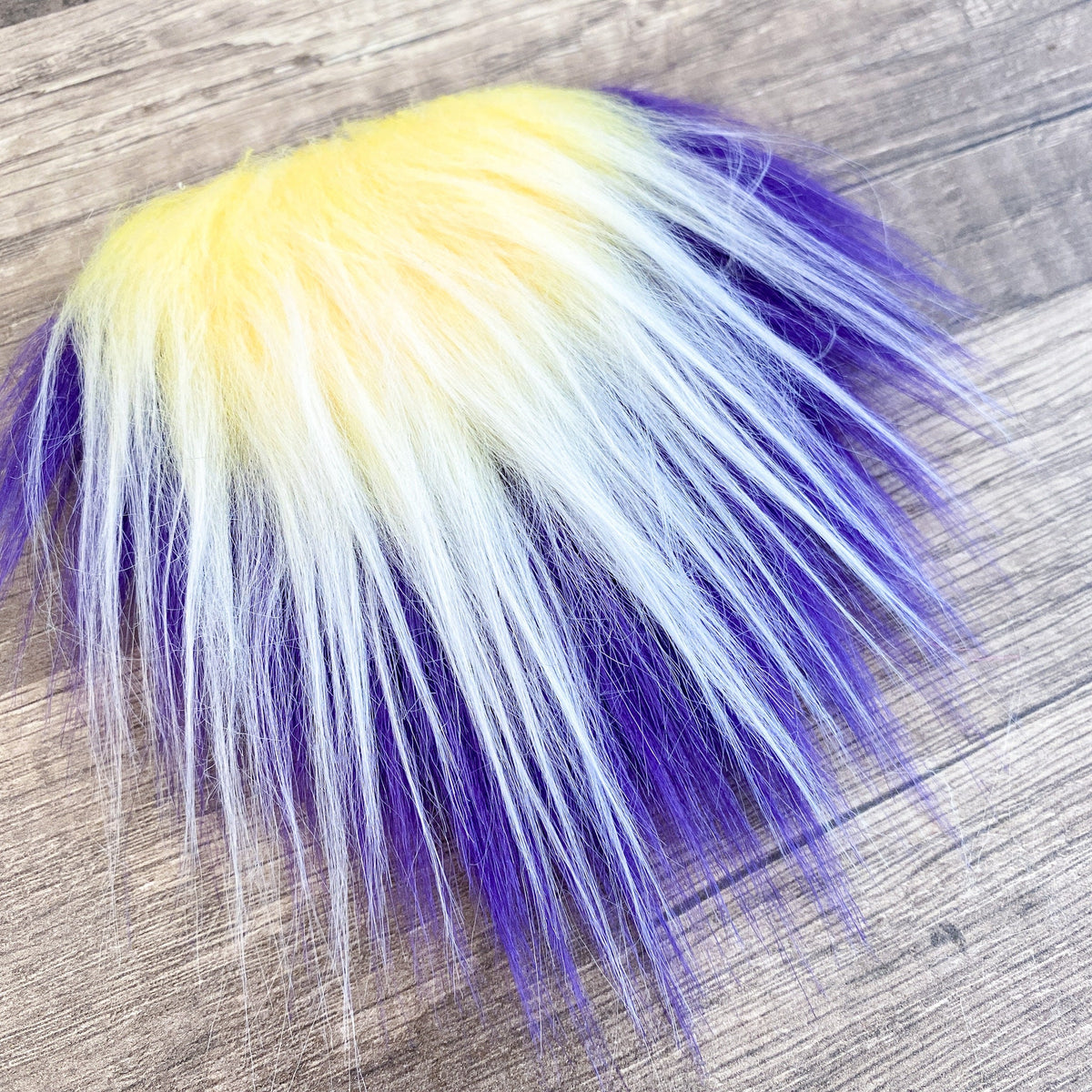 Two Piece Layered Gnome Beard - Wavy Frosted yellow Over Straight Purple