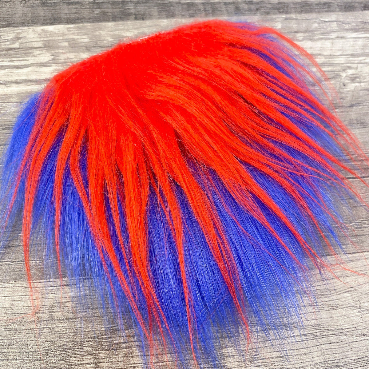 Two Piece Layered Gnome Beard - Wavy Red Over Straight Royal Blue