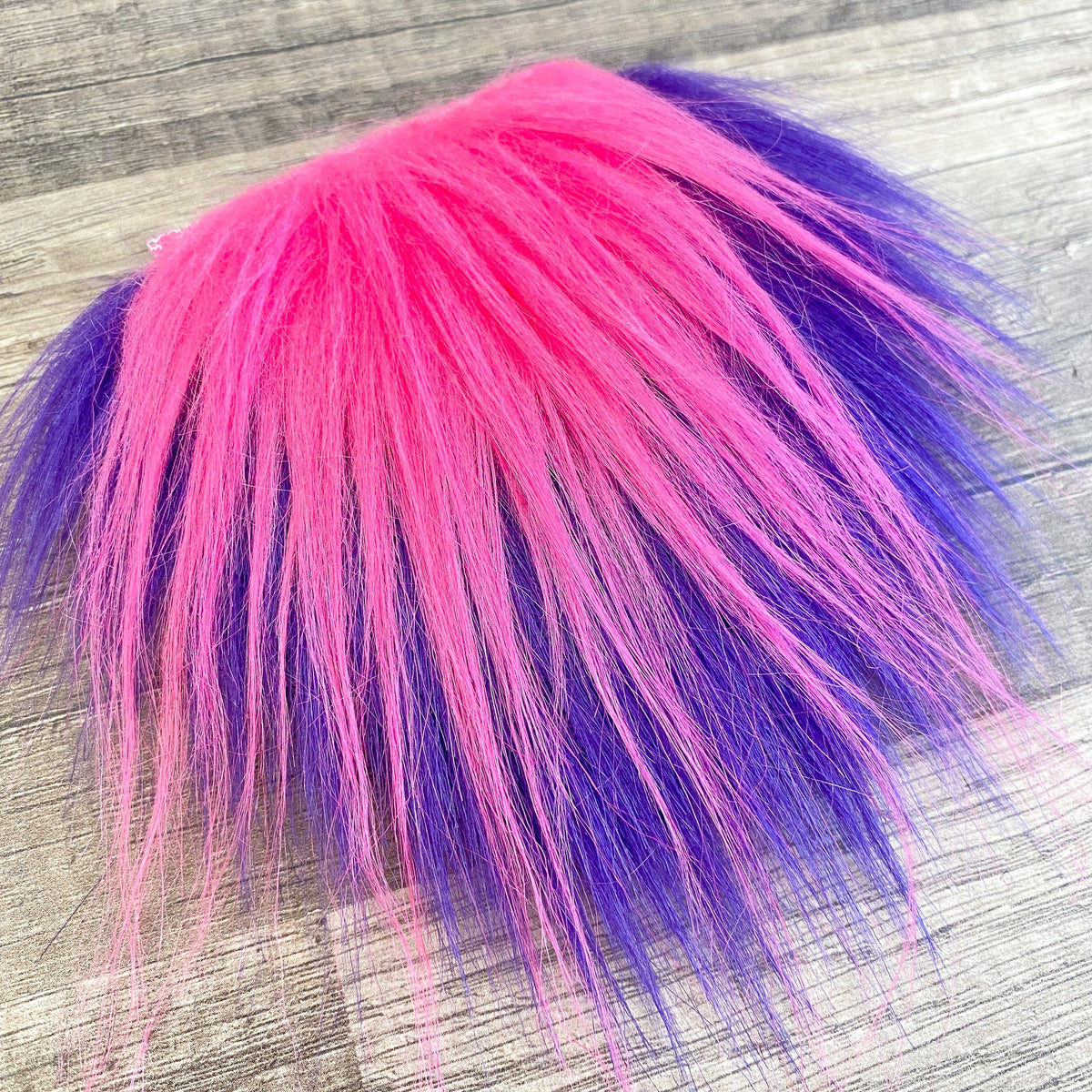 Two Piece Layered Gnome Beard - Wavy Candy Pink Over Straight Purple