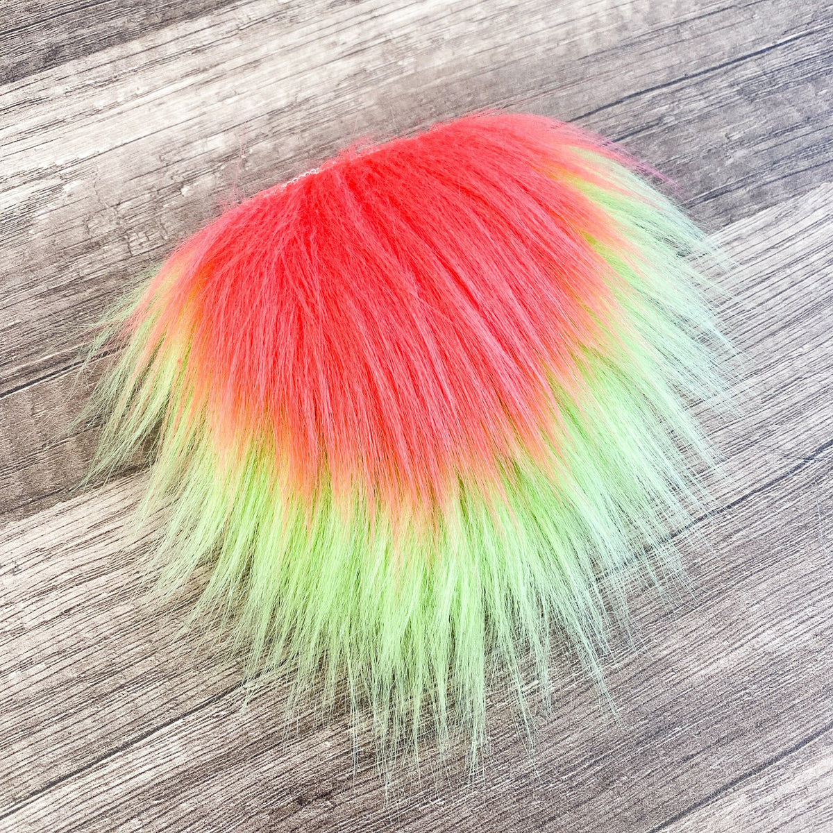 Two Piece Layered Gnome Beard - Straight Watermelon Pink Over Straight Lime Green
