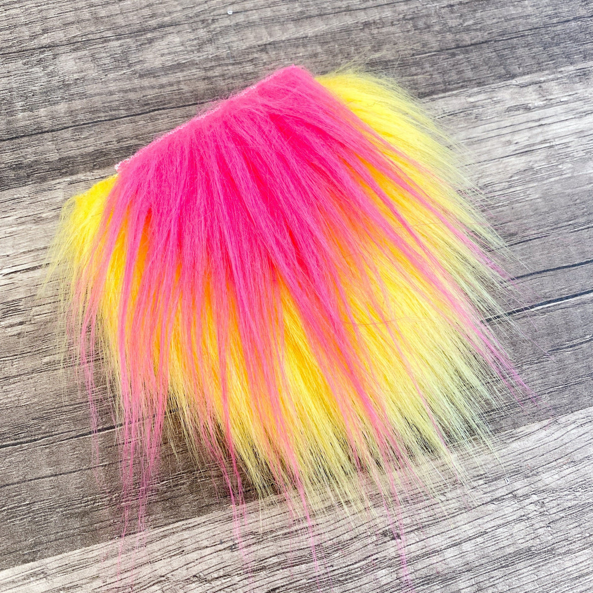 Two Piece Layered Gnome Beard - Wavy Candy Pink Over Straight Yellow