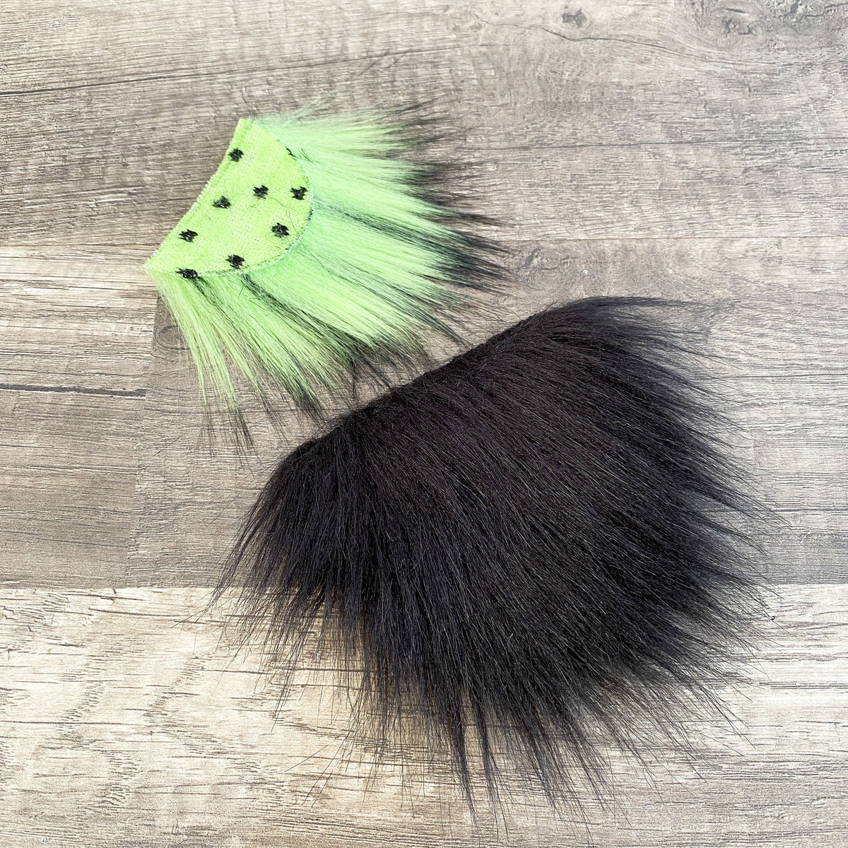 Two Piece Layered Gnome Beard - Black-Tipped Green Over Straight Black